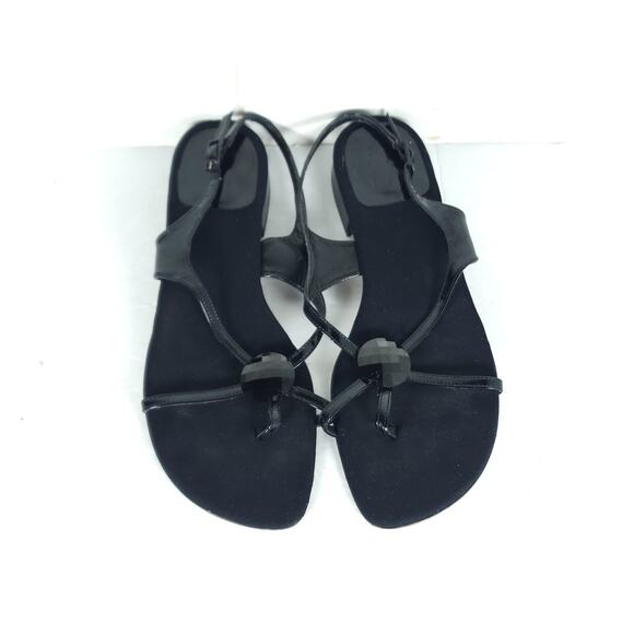 STUART WEITZMAN Women's US 8M Black Patent Leather Embellished Strappy Sandals - Picture 4 of 15